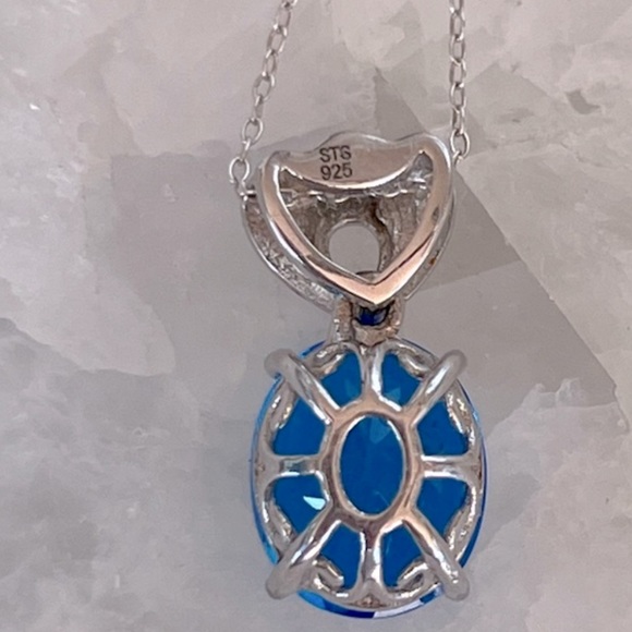 Carribean Quartz Cambodian Zircon Sterling Silver Pendant Necklace - Picture 11 of 13